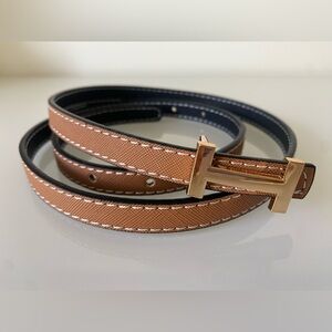 Luxury inspired reversible tan/black Belt